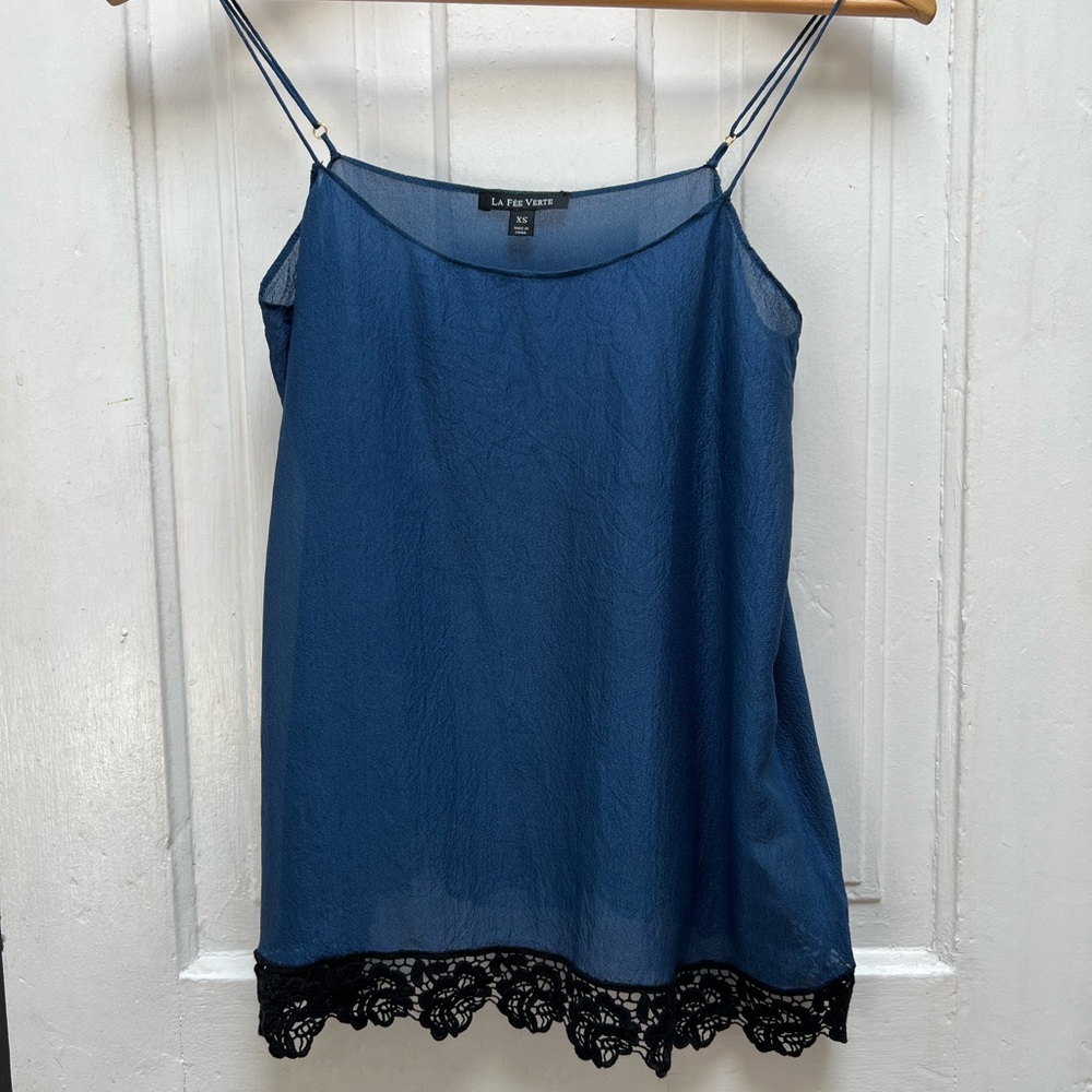 ANTHROPOLOGIE - Lilou Silk Camisole - Navy XS